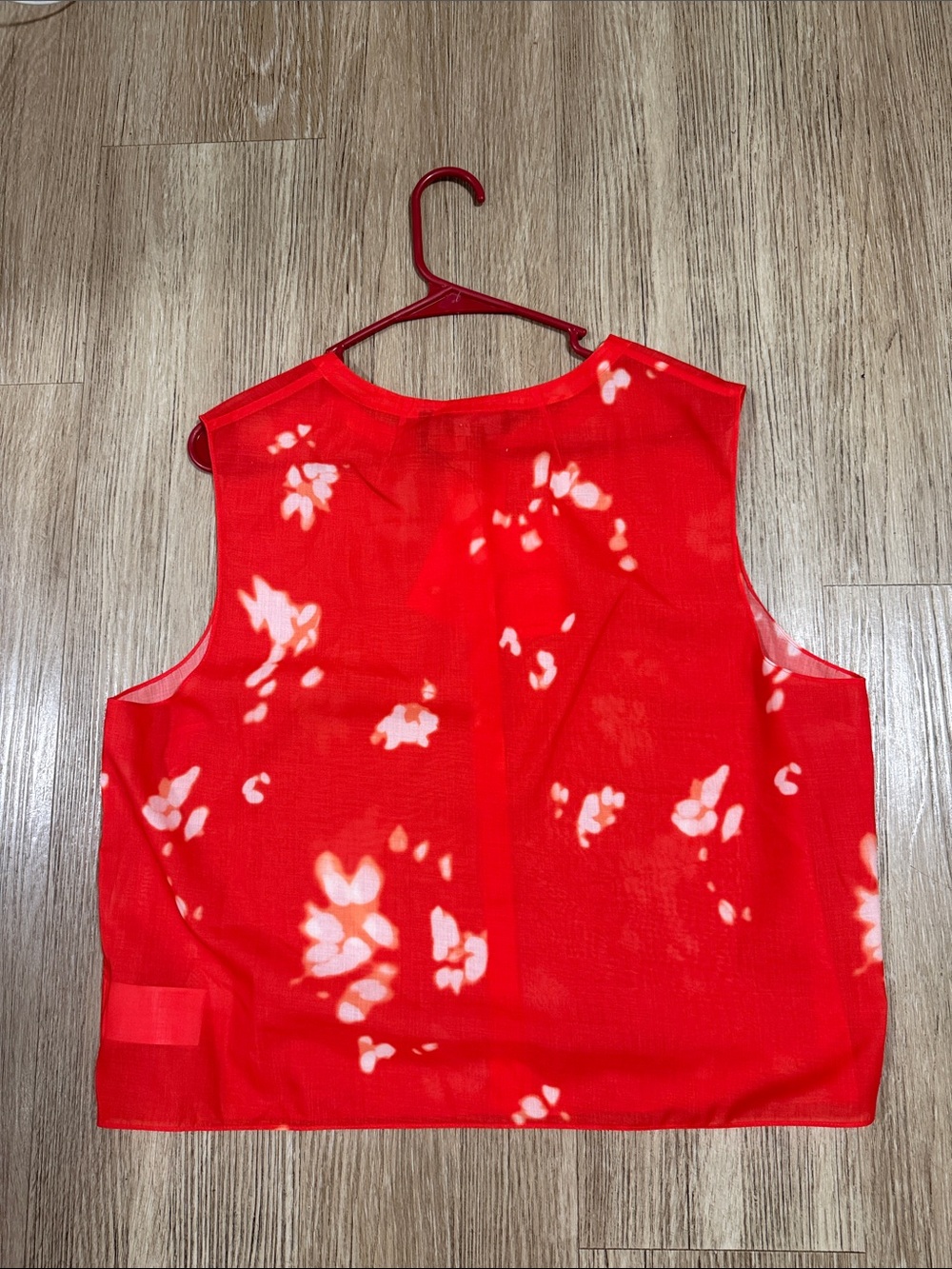 Theory Red Sleeveless Floral Button-Front Blouse XL - Picture 4 of 5